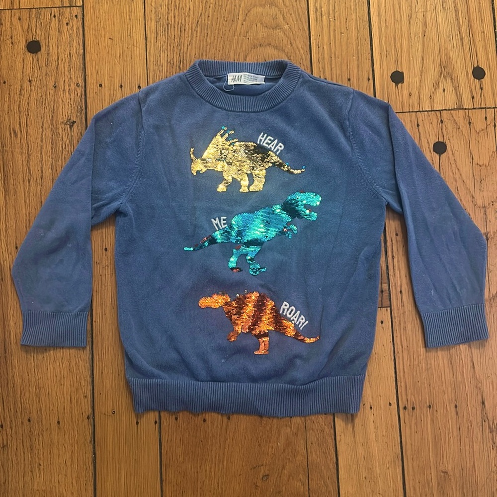 Toddlers Dinosaur Sequin Sweater